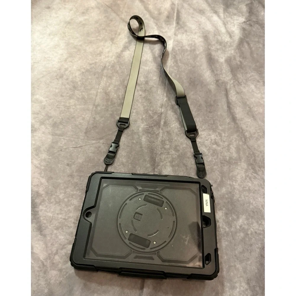 SEYMAC Rugged Tablet Case Cover w/ Hand Strap & Shoulder Strap, Black for IPad